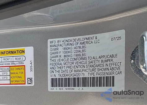 2025 Acura Integra A-Spec z USA, uszkodzony, nr VIN 19UDE4H3XSA020179